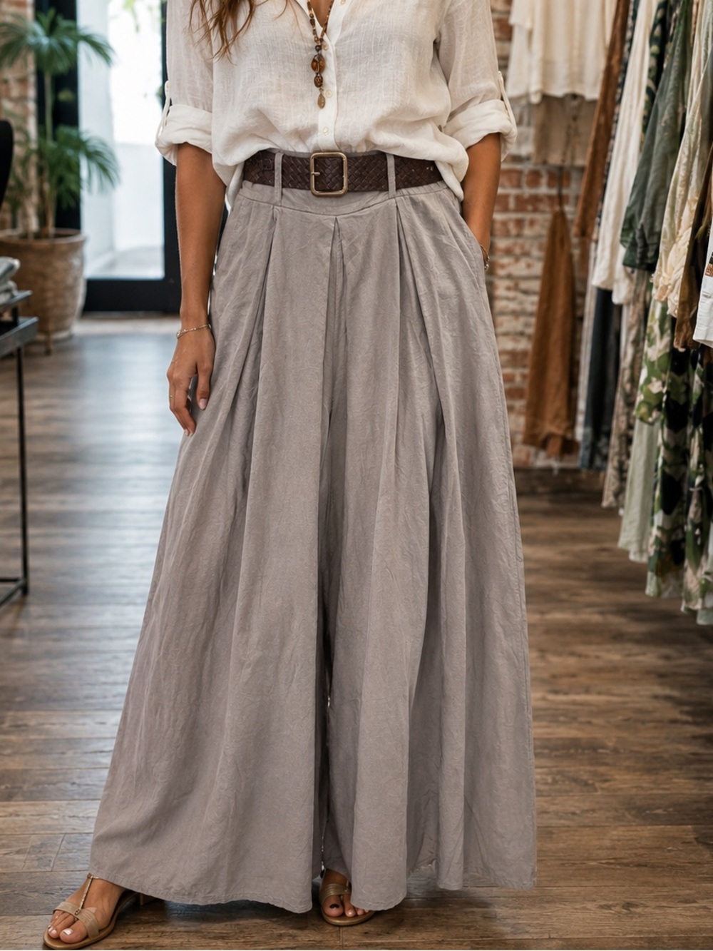 C48. From Italy 🇮🇹 Textured Wide-Leg Skirt Pants